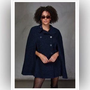Love Stitch Navy Cape Coat